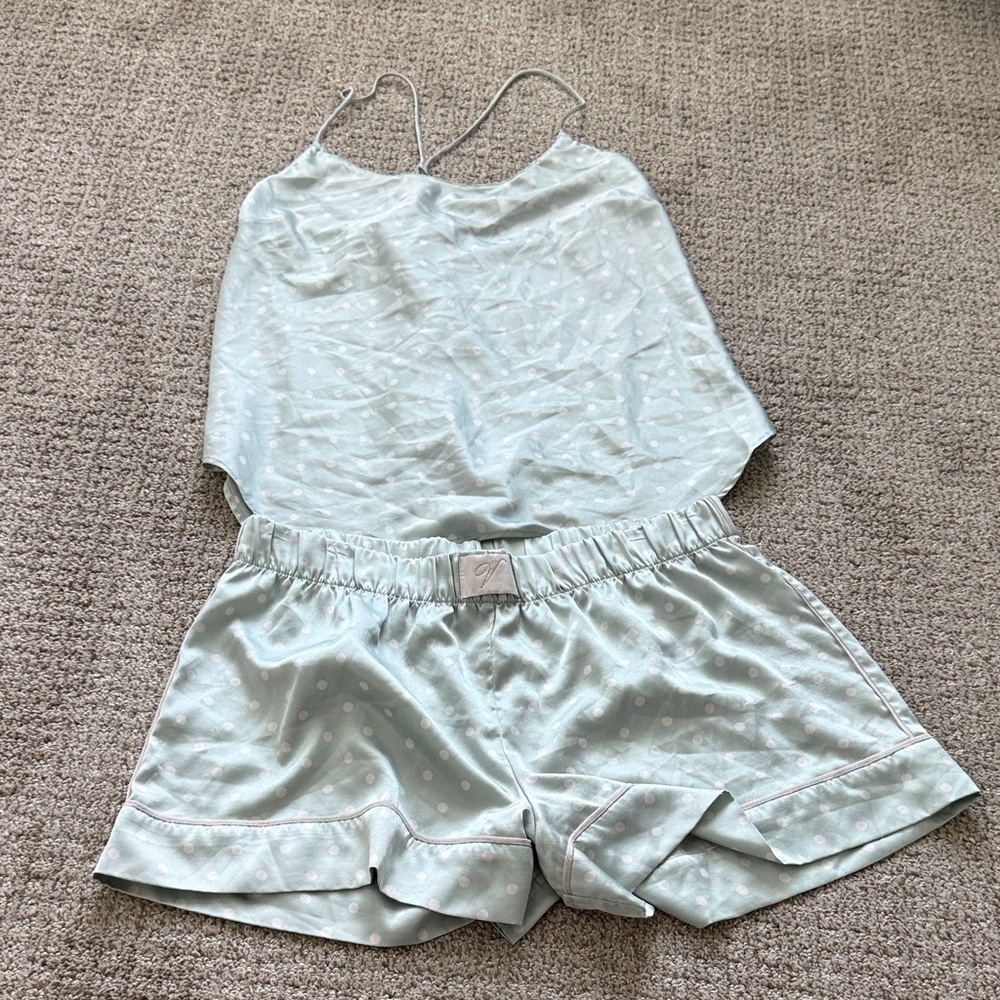 Victoria's Secret Light Blue Polka Dot Pajama Set